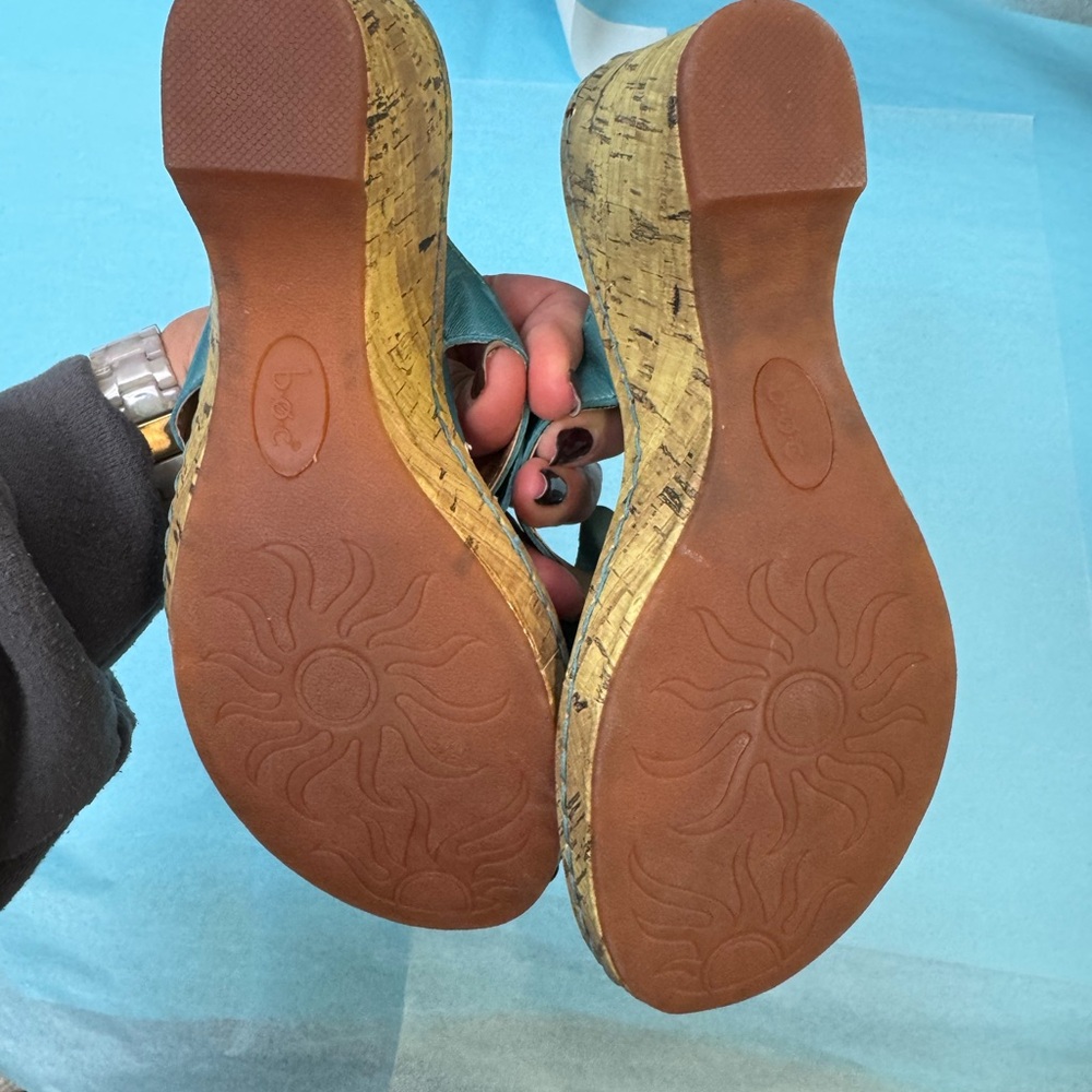 b.o.c. Women's Teal Floral Wedges - Picture 5 of 10